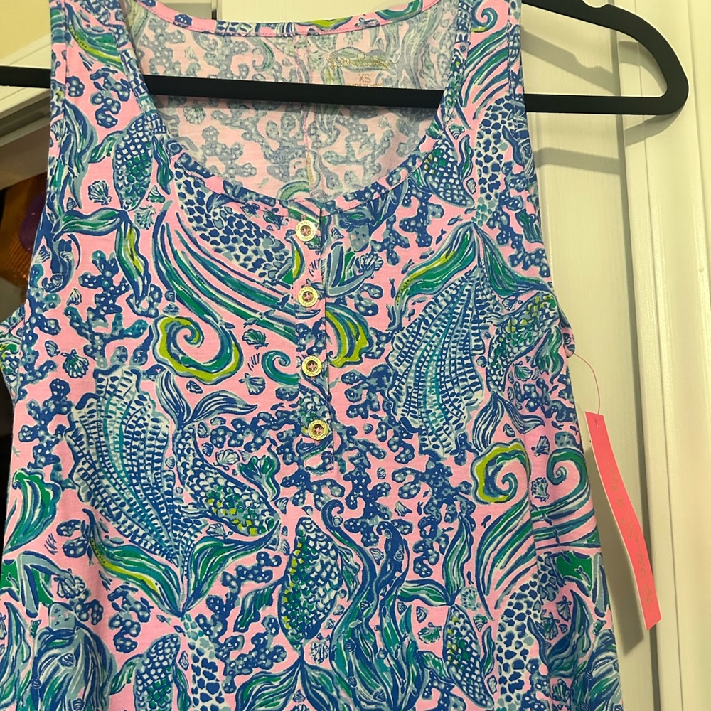 NWT Lilly Pulitzer Lela Henley Tank Dress. Lilac Rose We Mermaid It. Size XS.